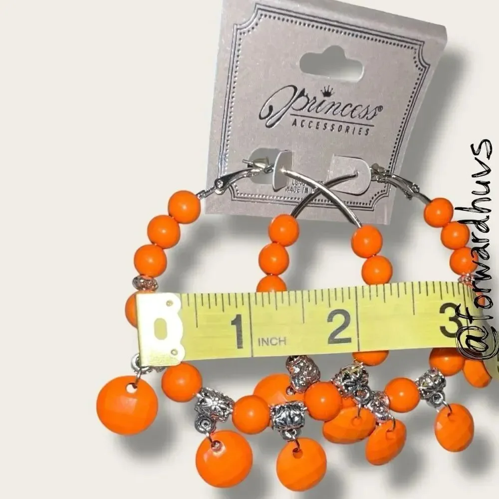 Bundle Sale 3 for $15 | Princess Accessories Orange Hoop Earrings – Faceted Bead